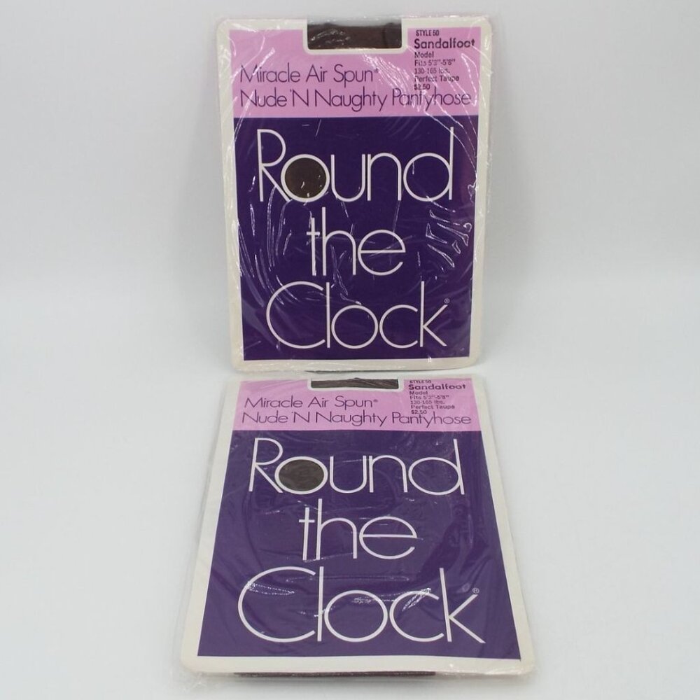 Vintage Round the Clock Miracle Air Spun Perfect Taupe Sandalfoot Pantyhose NOS